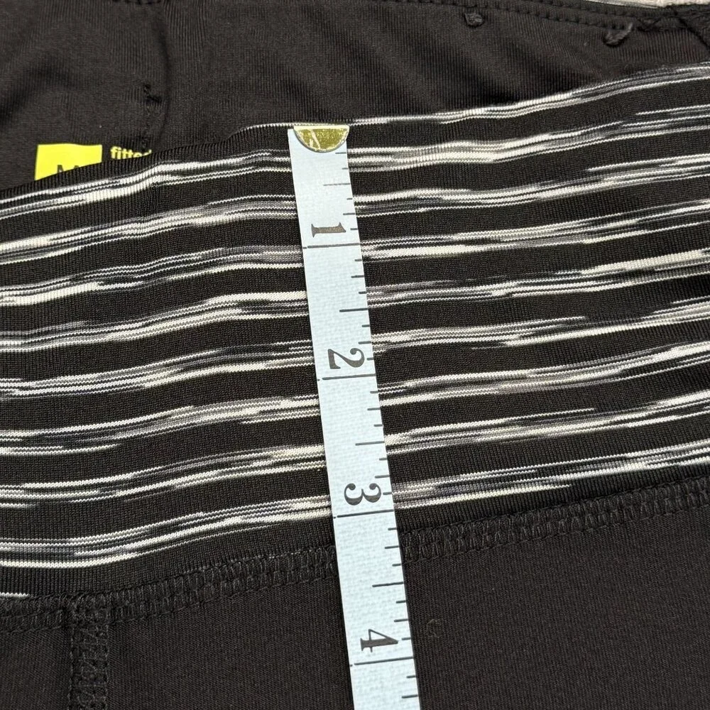 Xersion Black Striped Cropped Activewear Pants Womens Size M Stretch Yoga Mesh - Picture 14 of 16